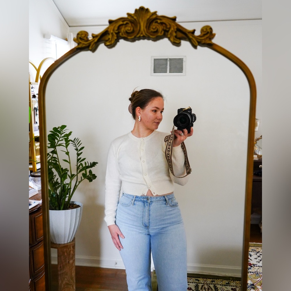 Vintage cream 40% Angora sweater/ cardigan